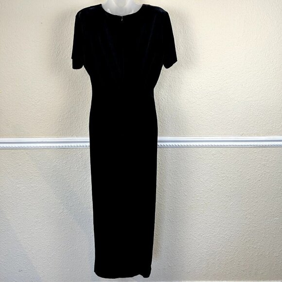 Vintage 90s Velvet Maxi Dress Short Sleeve Belted Goth Grunge Party 11/12 Witchy - Picture 2 of 11